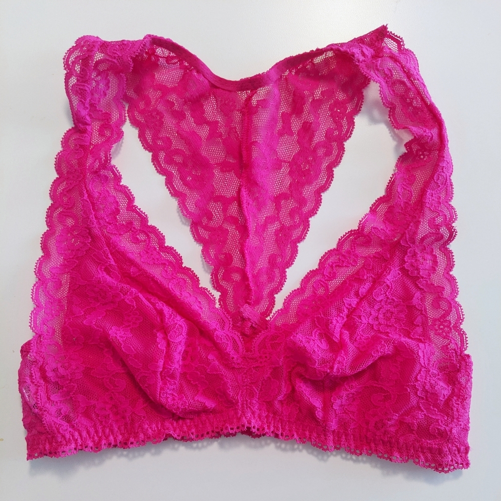 Victoria's Secret Hot Pink Lace Racerback Bralette XS